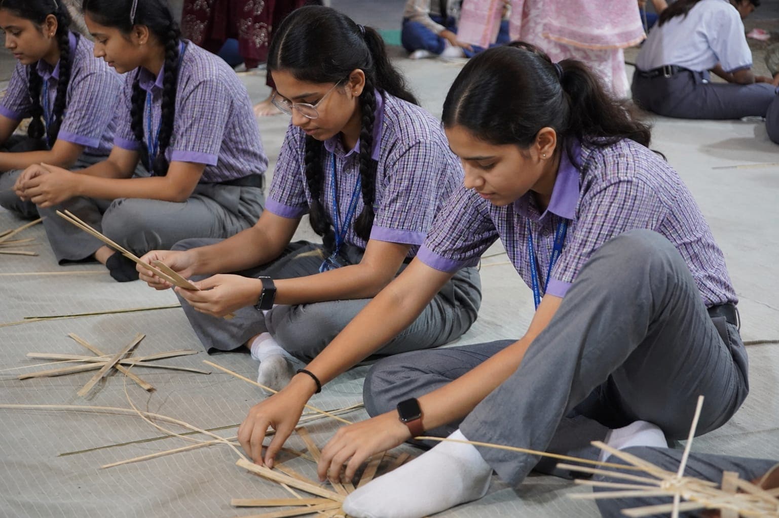 Learning the traditional craft of basket weaving
