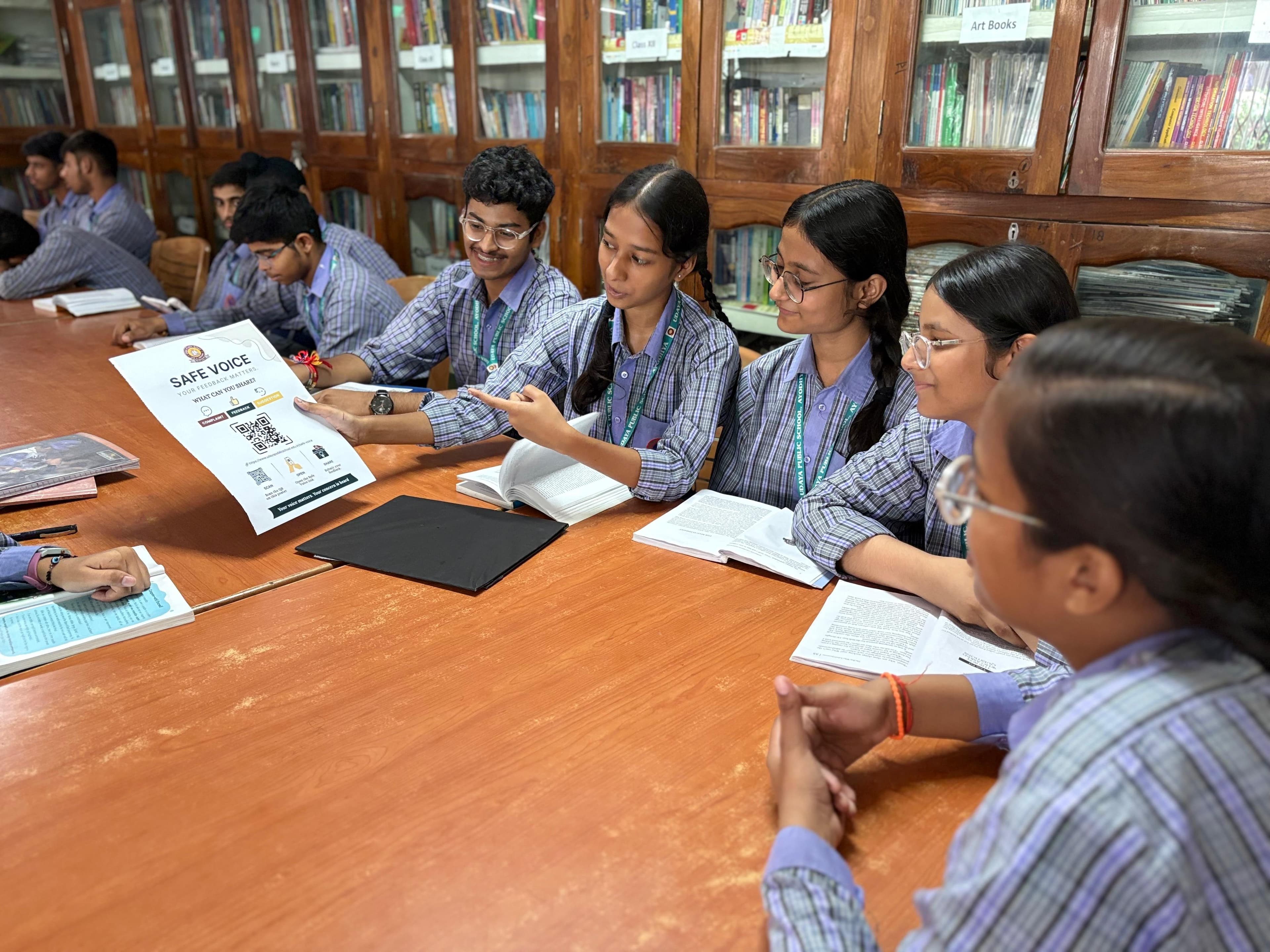 Students participating in the “Safe Voice” initiative, sharing their concerns, ideas, and suggestions.