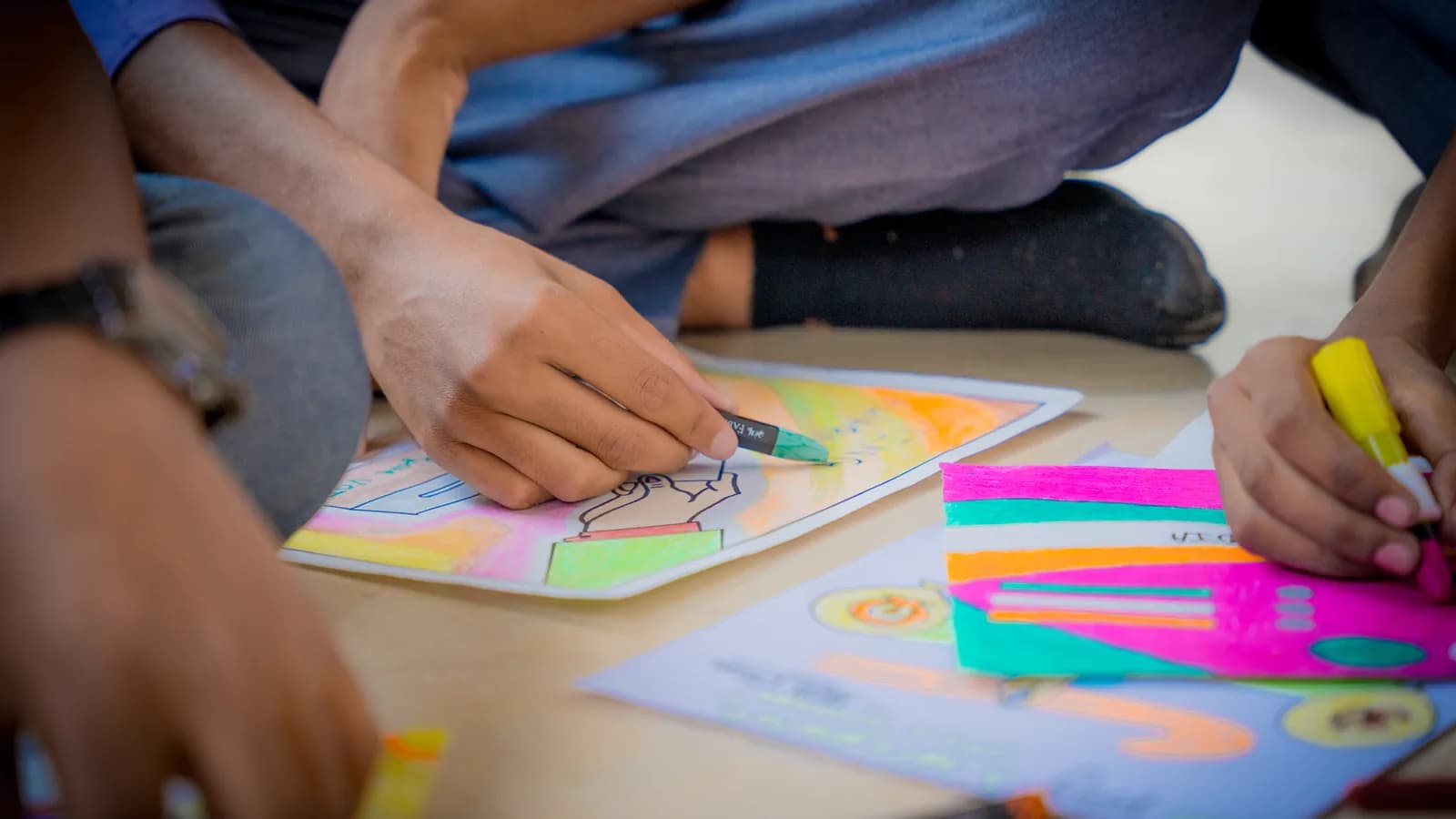Students working through a hands-on activity at Udaya Public School, Ayodhya