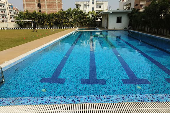 The new swimming pool at Udaya Public School, Ayodhya